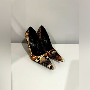 Aldo Women’s Leopard Print Cowhide Pump Heels Size 6.5 M Brown Dress Shoes